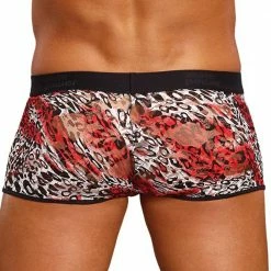 Male Power 150-174 Leopard Lace Enhancer Pouch Short Black And Brown