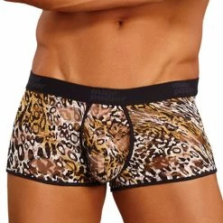 Male Power 150-174 Leopard Lace Enhancer Pouch Short Black And Brown