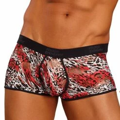 Male Power 150-174 Leopard Lace Enhancer Pouch Short Black And Brown