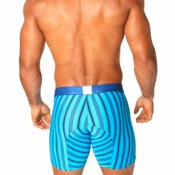 Agacio AG5927 Long Boxer Horizontal Stripes Turquoise/Blue