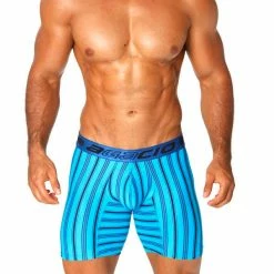 Agacio AG5927 Long Boxer Horizontal Stripes Turquoise/Blue