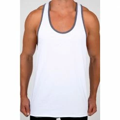 Pistol Pete PPTK107-202 WRESTLER Double Raw Hem Tank /Gray