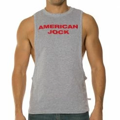 American Jock AJ8776 Gym Air Tee Heather Grey/RoyalBlue Shirts