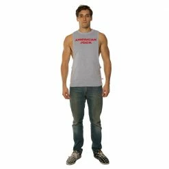 American Jock AJ8776 Gym Air Tee Heather Grey/RoyalBlue Shirts