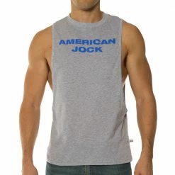 American Jock AJ8776 Gym Air Tee Heather Grey/RoyalBlue Shirts