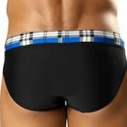 Swimwear Vuthy 276 Swimsuit Black With Royal Blue Plaid