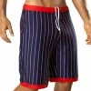 Vuthy 317 Navy With Red Waist Swim Board Shorts Swimwear